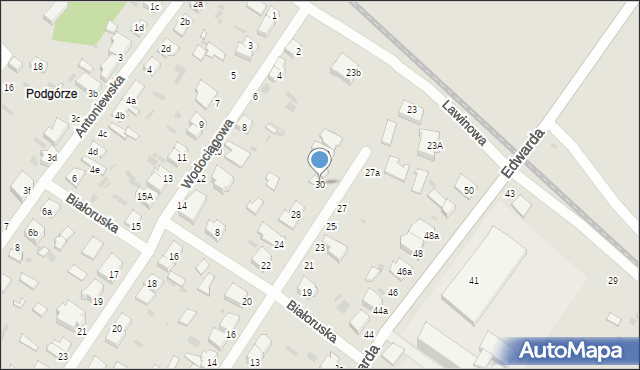 Łódź, Oskardowa, 30, mapa Łodzi