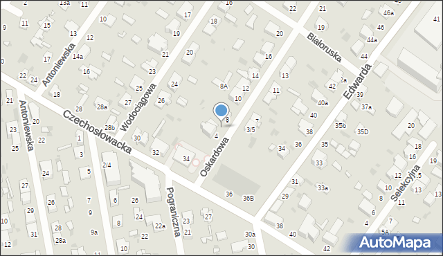 Łódź, Oskardowa, 6, mapa Łodzi