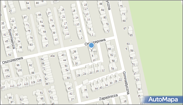 Łódź, Oszczepowa, 4, mapa Łodzi