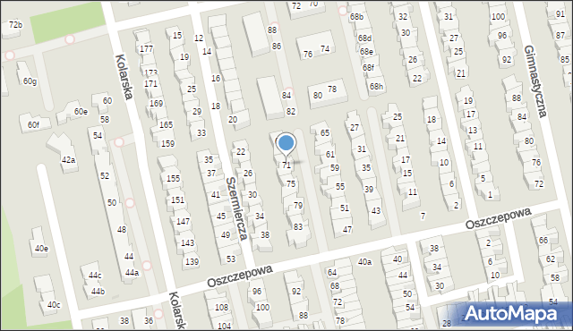 Łódź, Oszczepowa, 71, mapa Łodzi