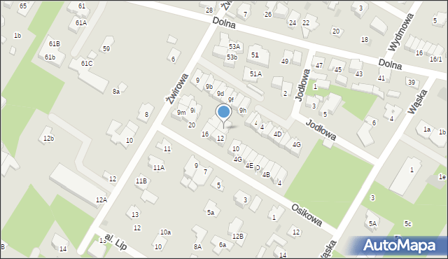 Łomianki, Osikowa, 14, mapa Łomianki