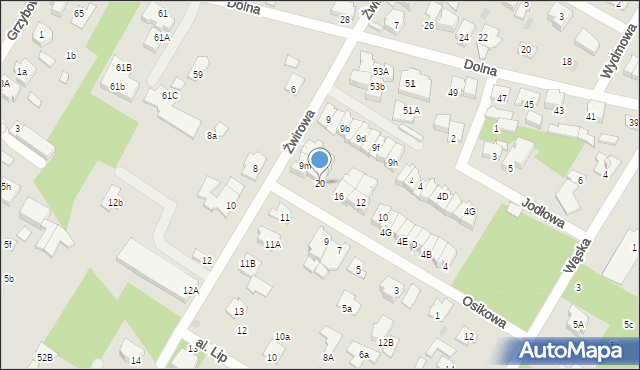 Łomianki, Osikowa, 20, mapa Łomianki