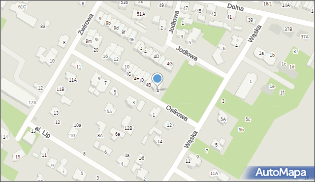 Łomianki, Osikowa, 4, mapa Łomianki
