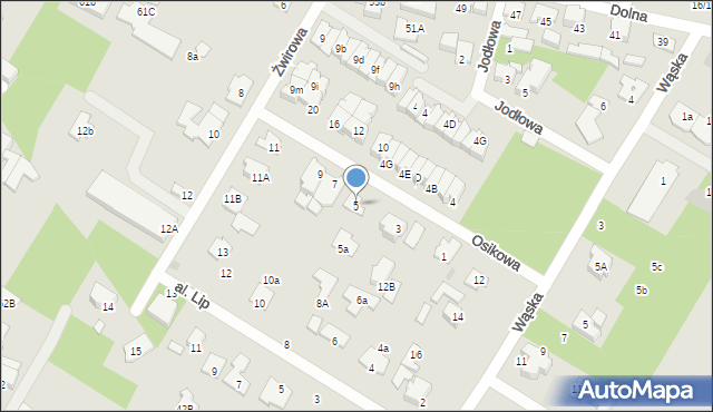 Łomianki, Osikowa, 5, mapa Łomianki