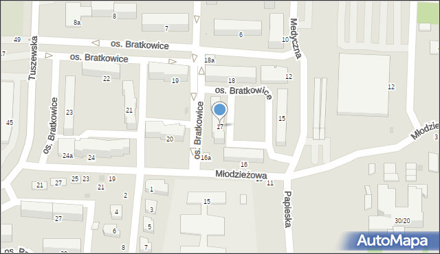Łowicz, Osiedle Bratkowice, 17, mapa Łowicza