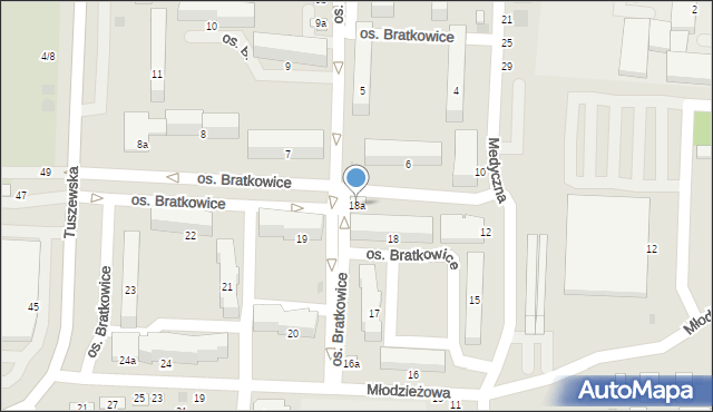 Łowicz, Osiedle Bratkowice, 18a, mapa Łowicza