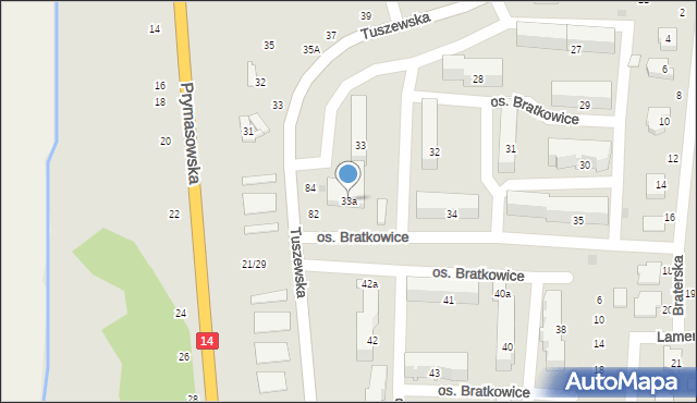 Łowicz, Osiedle Bratkowice, 33a, mapa Łowicza