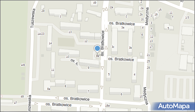Łowicz, Osiedle Bratkowice, 9a, mapa Łowicza