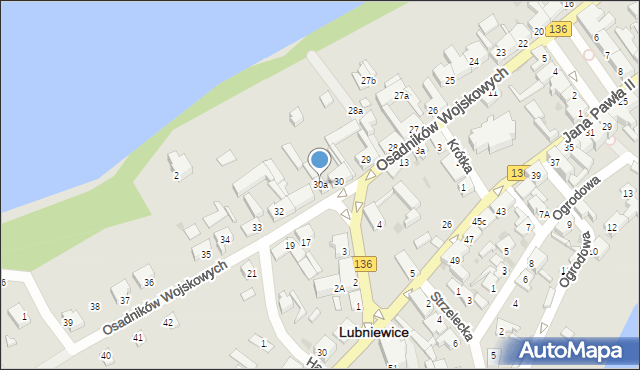 Lubniewice, Osadników Wojskowych, 30a, mapa Lubniewice