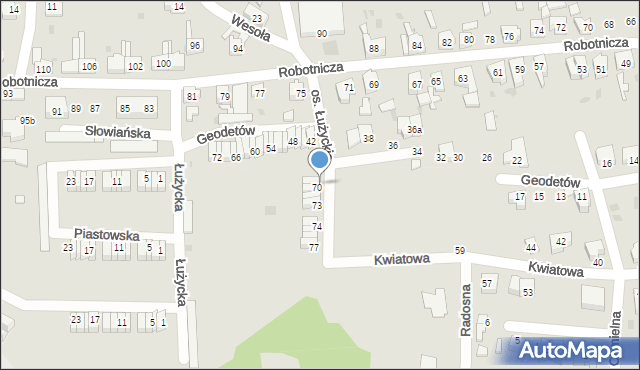 Lubsko, Osiedle Łużyckie, 70, mapa Lubsko