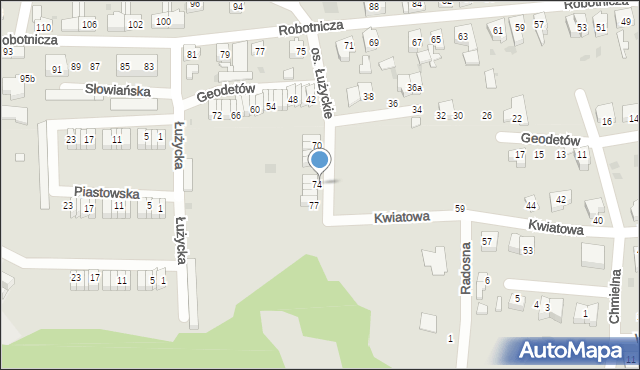 Lubsko, Osiedle Łużyckie, 74, mapa Lubsko