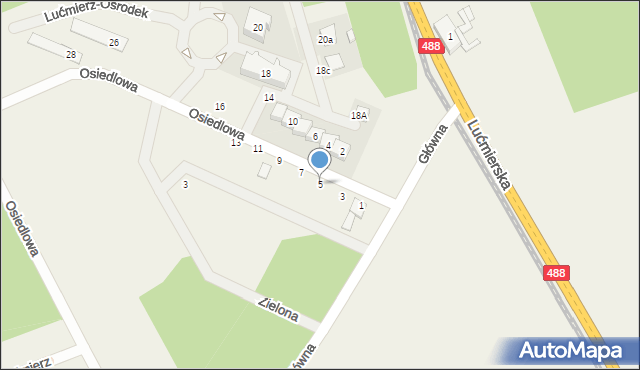 Lućmierz, Osiedlowa, 5, mapa Lućmierz