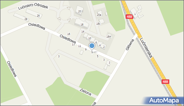 Lućmierz, Osiedlowa, 7, mapa Lućmierz