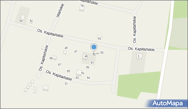 Łukęcin, Osiedle Kapitańskie, 51, mapa Łukęcin