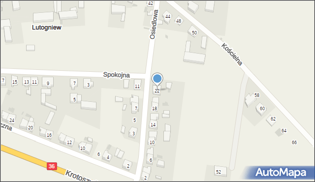 Lutogniew, Osiedlowa, 22, mapa Lutogniew