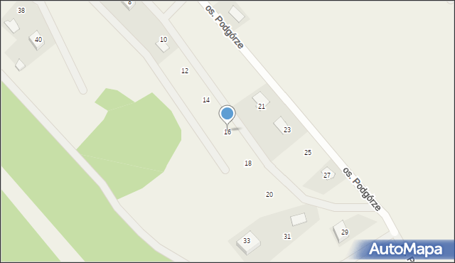 Lutomia Górna, Osiedle Podgórze, 16, mapa Lutomia Górna
