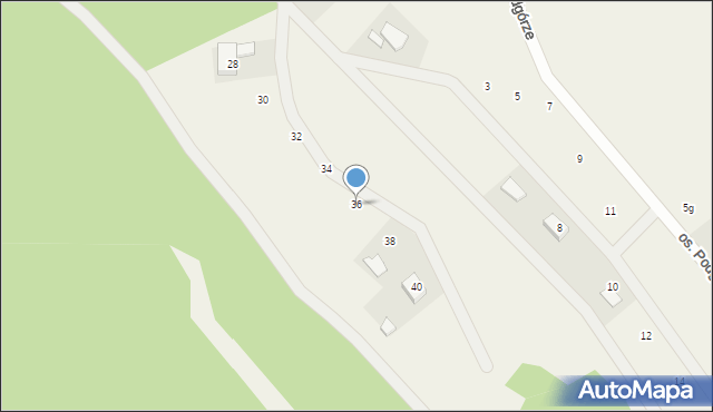 Lutomia Górna, Osiedle Podgórze, 36, mapa Lutomia Górna