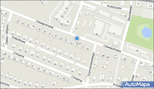Lwówek Śląski, Oświęcimska, 22, mapa Lwówek Śląski