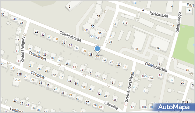 Lwówek Śląski, Oświęcimska, 26, mapa Lwówek Śląski