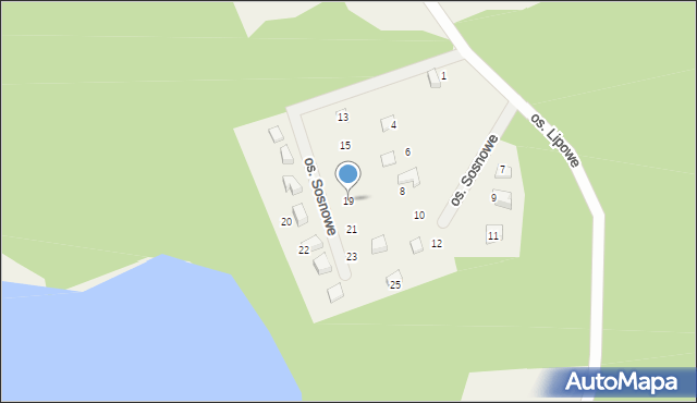 Łyśniewo Sierakowickie, Osiedle Sosnowe, 19, mapa Łyśniewo Sierakowickie