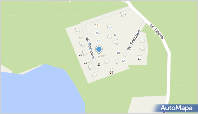 Łyśniewo Sierakowickie, Osiedle Sosnowe, 21, mapa Łyśniewo Sierakowickie