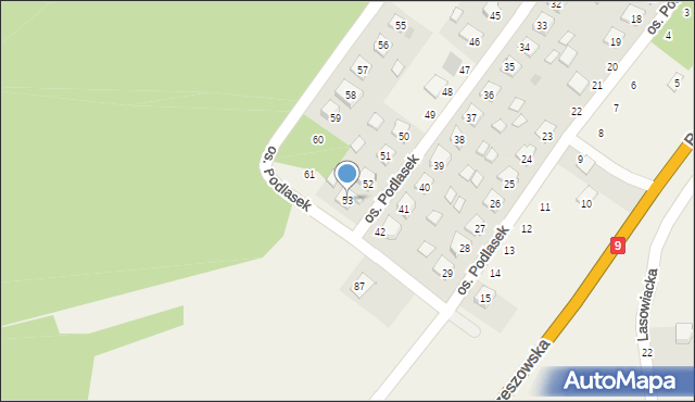 Majdan Królewski, Osiedle Podlasek, 53, mapa Majdan Królewski