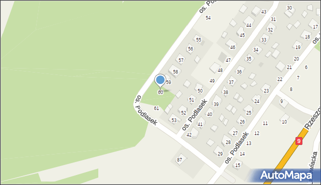 Majdan Królewski, Osiedle Podlasek, 60, mapa Majdan Królewski