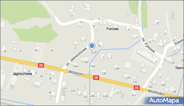 Maków Podhalański, Osiedle Jasnochowa, 3, mapa Maków Podhalański