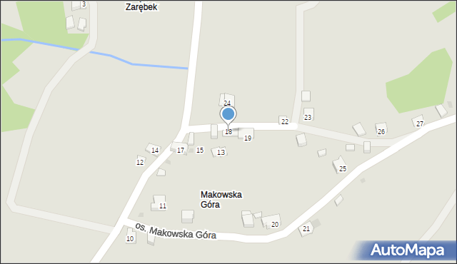 Maków Podhalański, Osiedle Makowska Góra, 18, mapa Maków Podhalański