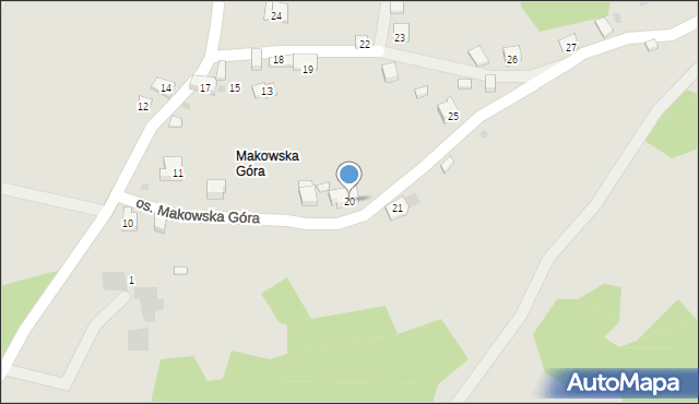 Maków Podhalański, Osiedle Makowska Góra, 20, mapa Maków Podhalański