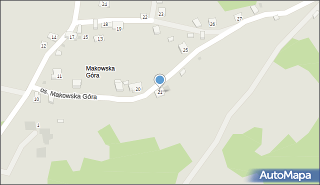 Maków Podhalański, Osiedle Makowska Góra, 21, mapa Maków Podhalański