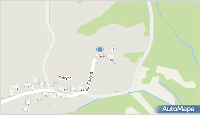 Maków Podhalański, Osiedle Ostrysz, 15, mapa Maków Podhalański