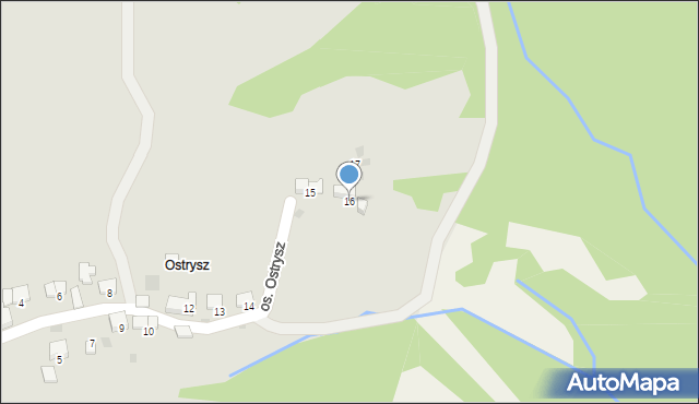 Maków Podhalański, Osiedle Ostrysz, 16, mapa Maków Podhalański
