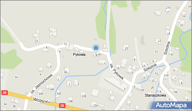 Maków Podhalański, Osiedle Pykowa, 9, mapa Maków Podhalański