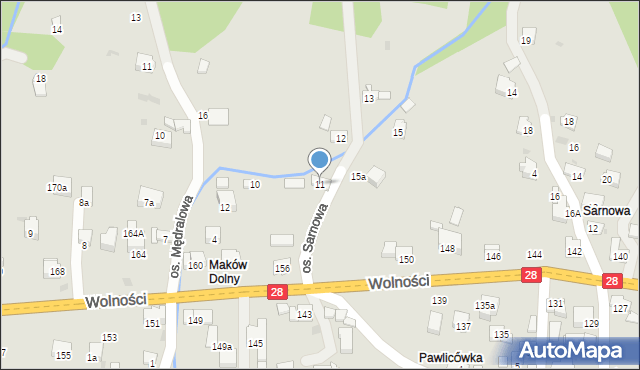 Maków Podhalański, Osiedle Sarnowa, 11, mapa Maków Podhalański