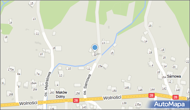 Maków Podhalański, Osiedle Sarnowa, 12, mapa Maków Podhalański