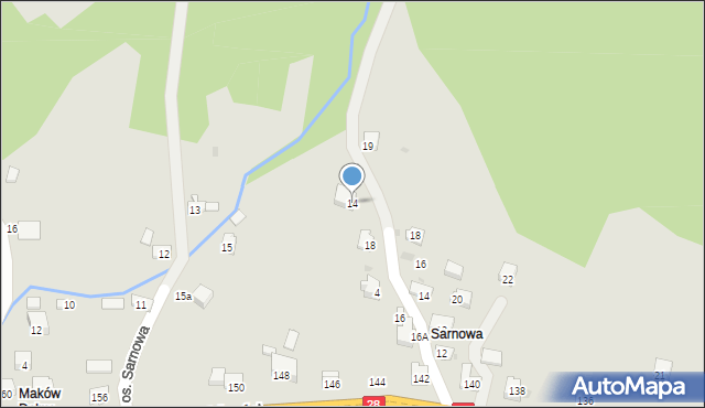 Maków Podhalański, Osiedle Sarnowa, 14, mapa Maków Podhalański