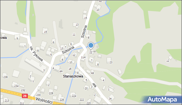 Maków Podhalański, Osiedle Stanaszkowa, 11, mapa Maków Podhalański