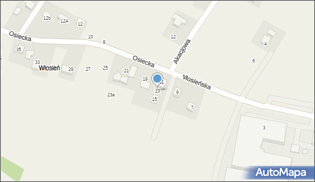 Malec, Osiecka, 13, mapa Malec