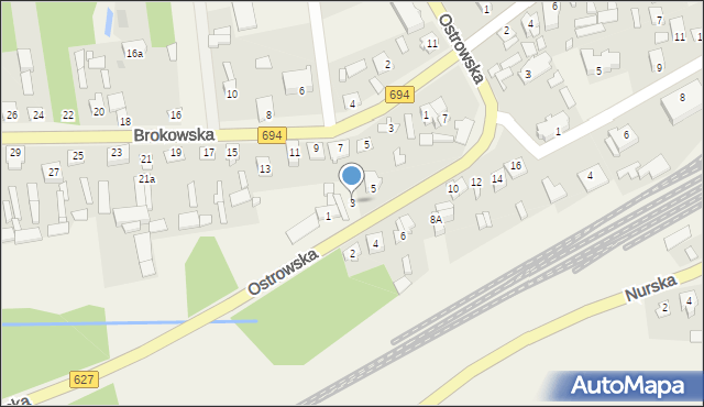 Małkinia Górna, Ostrowska, 3, mapa Małkinia Górna