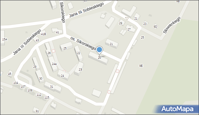 Miechów, Osiedle Sikorskiego Władysława, gen., 20, mapa Miechów