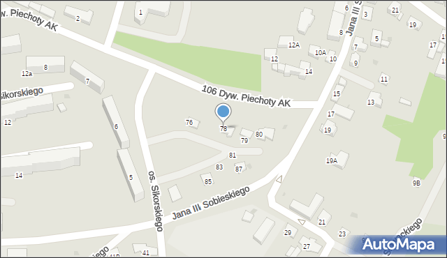 Miechów, Osiedle Sikorskiego Władysława, gen., 78, mapa Miechów