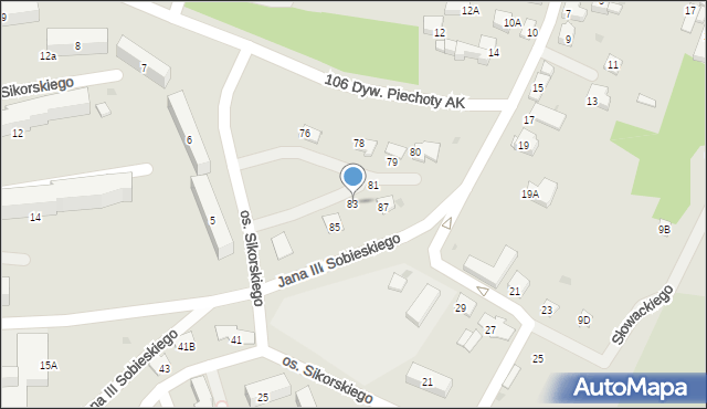 Miechów, Osiedle Sikorskiego Władysława, gen., 83, mapa Miechów