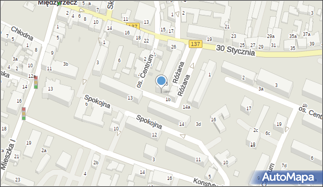 Międzyrzecz, Osiedle Centrum, 14d, mapa Międzyrzecz