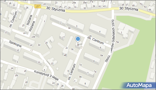 Międzyrzecz, Osiedle Centrum, 19, mapa Międzyrzecz