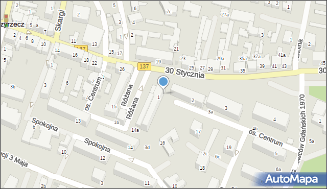 Międzyrzecz, Osiedle Centrum, 1d, mapa Międzyrzecz