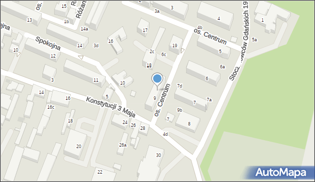 Międzyrzecz, Osiedle Centrum, 9c, mapa Międzyrzecz