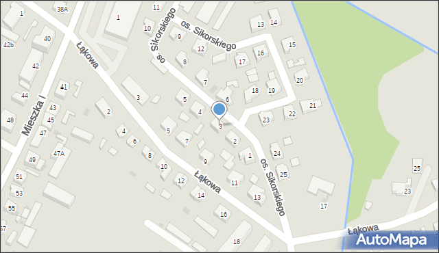 Międzyrzecz, Osiedle Sikorskiego Władysława, gen., 3, mapa Międzyrzecz