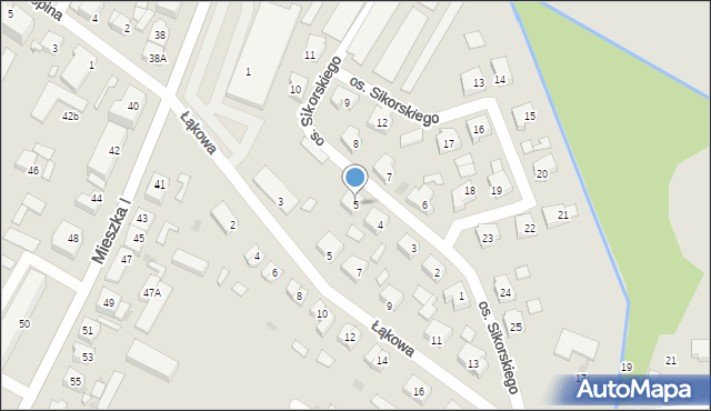 Międzyrzecz, Osiedle Sikorskiego Władysława, gen., 5, mapa Międzyrzecz