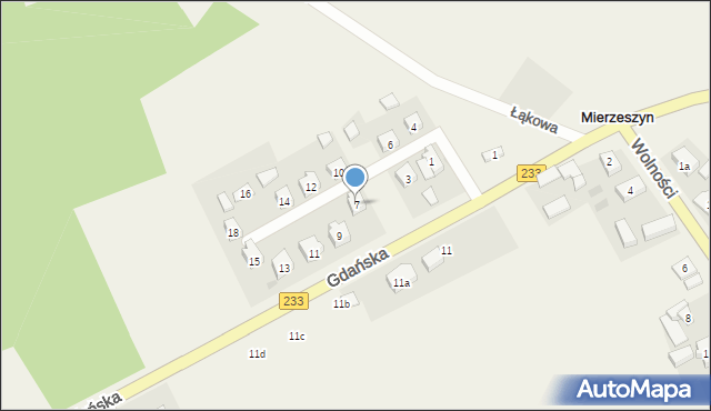 Mierzeszyn, Osiedlowa, 7, mapa Mierzeszyn